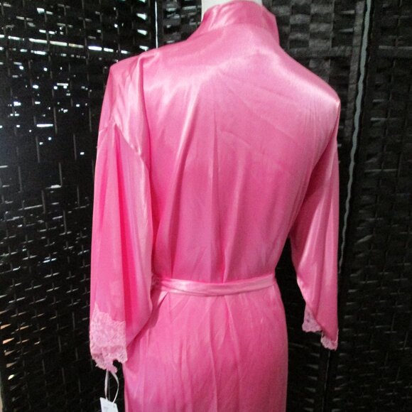 Linea Donatella Lacy Greer Solid Satin Robe Rose Brumeux NWT Sz S/M - Picture 8 of 9